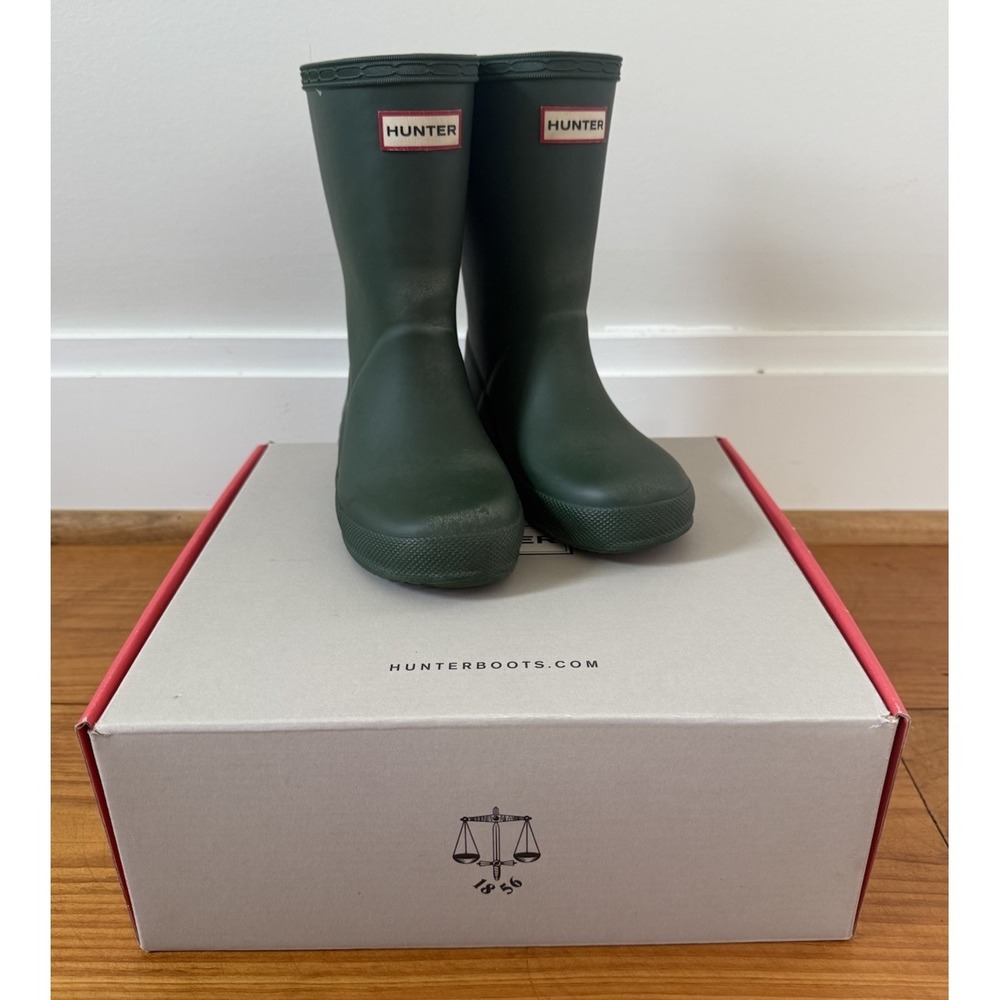 Hunter Little Kids First Classic Kid's Rain Boots, Hunter Green, Sz 11